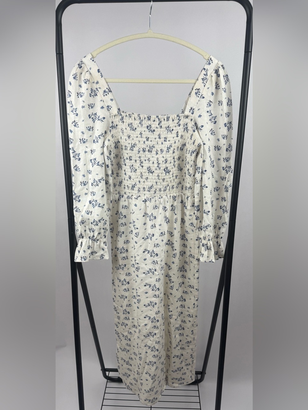 House of Harlow 1960 Floral Toile Linen Blend Smocked Midi Dress XS $348 - Picture 6 of 9